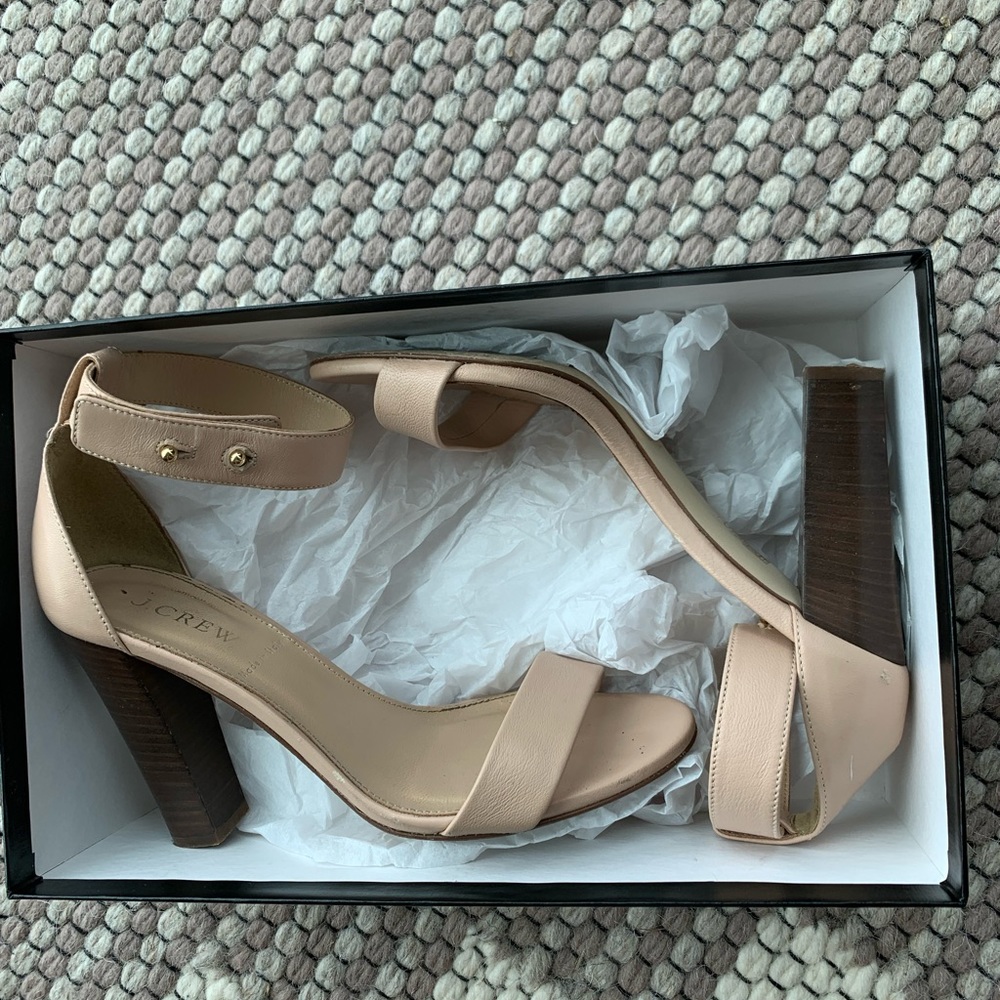 J. Crew Lanie Stacked Heel Sandal Neutral